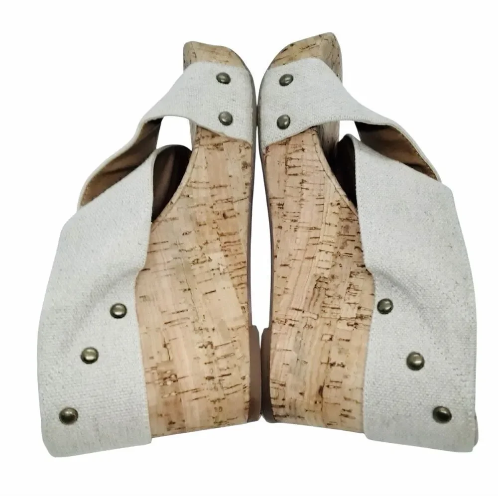 Lucky Brand Cork Wedge Canvas Women's Shoes 7,5M